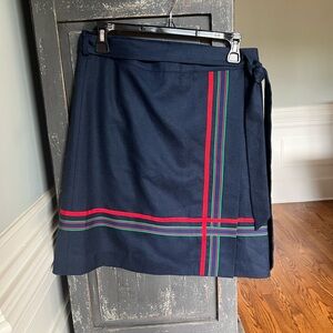 Vineyard Vines Navy Skirt with Red and Green Stripes